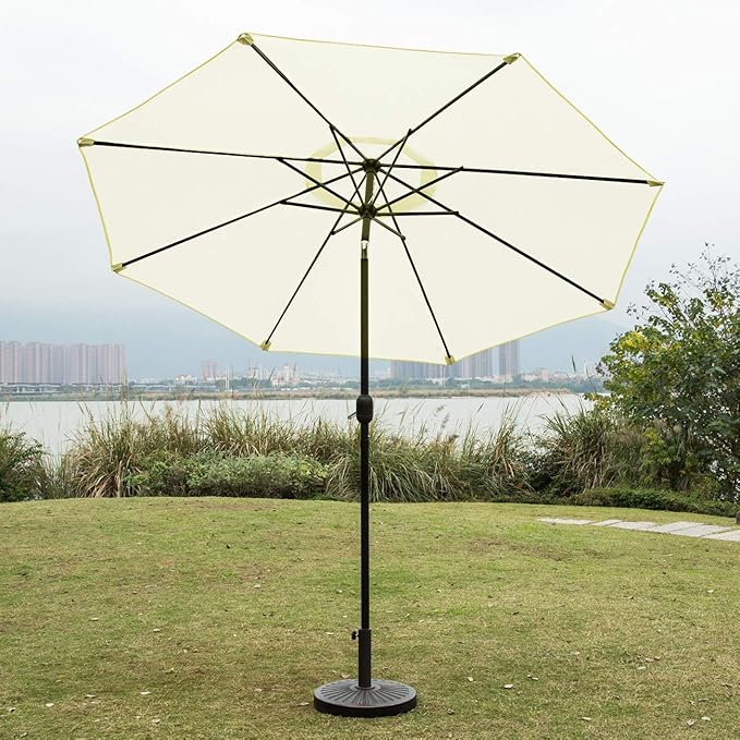 Sunnyglade 9' Patio Umbrella Outdoor Table Umbrella with 8 Sturdy Ribs (Beige)