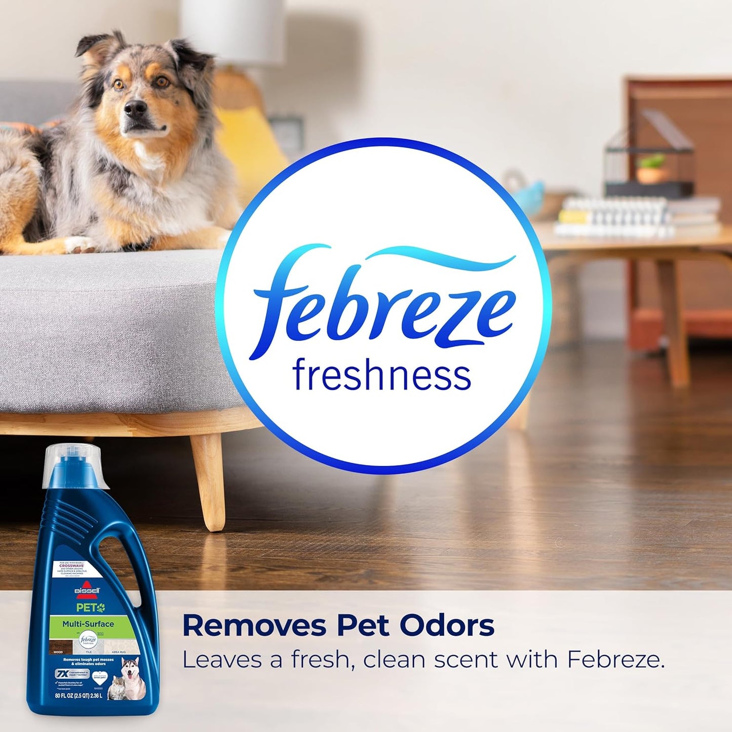 Bissell Multi-Surface Pet Formula with Febreze Freshness for Crosswave, 2295L, 80 oz, Safe to use on Sealed Hard Floors and Area Rugs, Removes Tough Pet Messes, and Eliminates Odors. Febreze Freshness