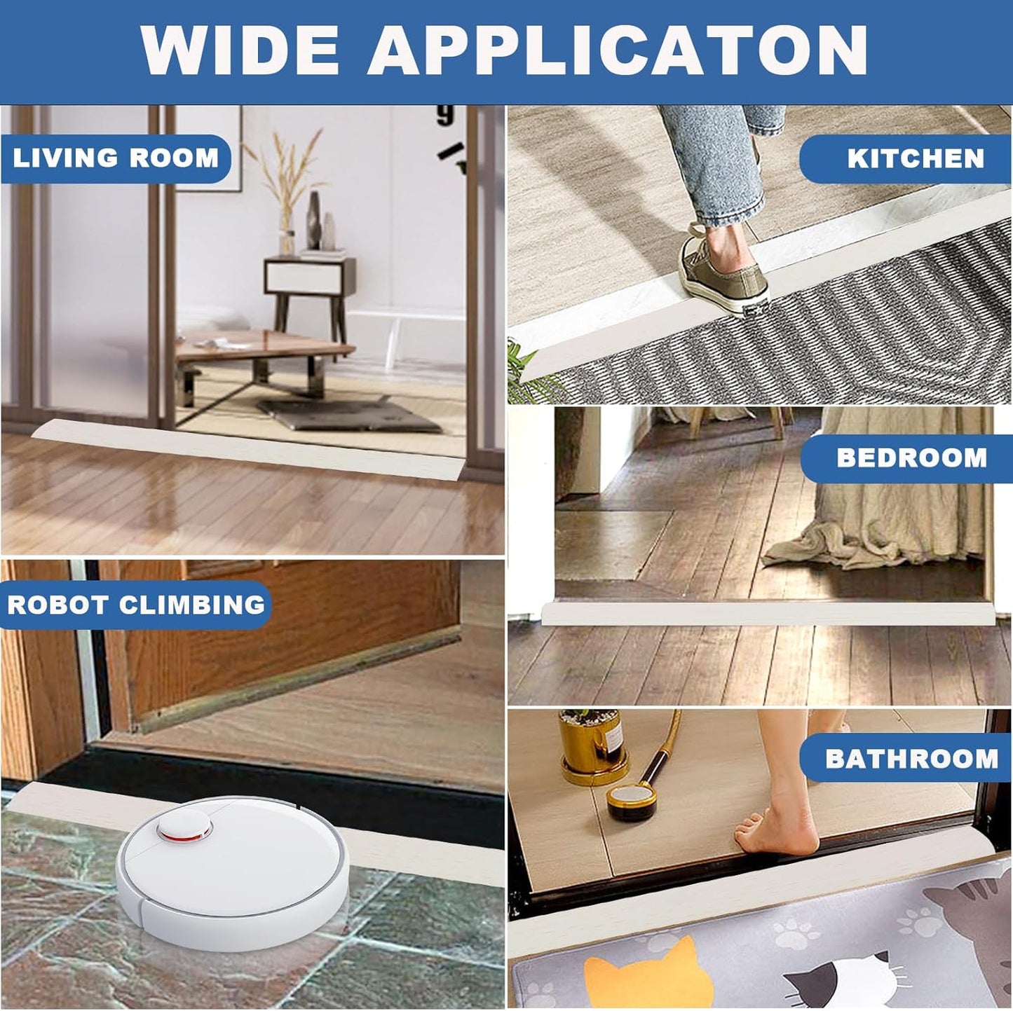 Vinyl Door Threshold Flooring Transition Strip Self Adhesive Carpet Edging Strip for Laminate Doorway Edge Threshold from 2/5" to 3/5" (Beige Wood Grain, 10 Ft)