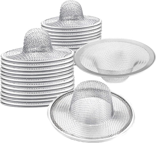 40 pcs Heavy Duty Stainless Steel Slop Basket Filter Trap, 2.75" Top / 1" Mesh Metal Sink Strainer,Perfect for Kitchen Sink/Bathroom Bathtub Wash Basin Floor Drain Balcony Drain Hole RV Sink