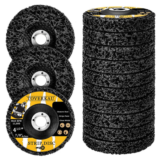 10 Pack 4.5 inch Strip Discs for Angle Grinder, Wire Stripping Wheel Paint Remover for Metal Surfaces, Abrasive Wheels Grinding Discs for Rust Welds Oxidation (4-1/2" x 7/8")