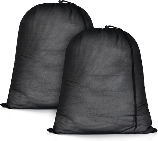 OTraki 20x24 inch Mesh Laundry Bags 2 Pack Fine Mesh Heavy Duty Drawstring Bag Washable Medium Toy Sack Washing Bag for Home Dorm Hotel Camp Beach Travel Storage Black