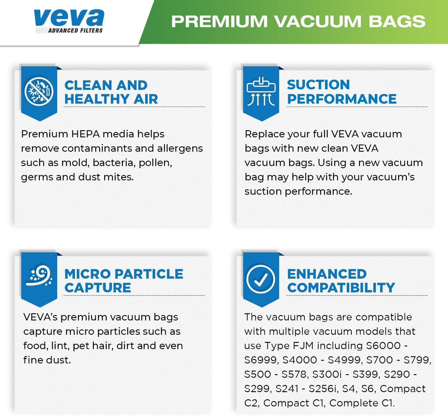 FJM Vacuum Cleaner Bags for Miele - 20 Pack - HEPA AirClean 3D Dust Bags – Fits Compact C1, C2, Complete C1