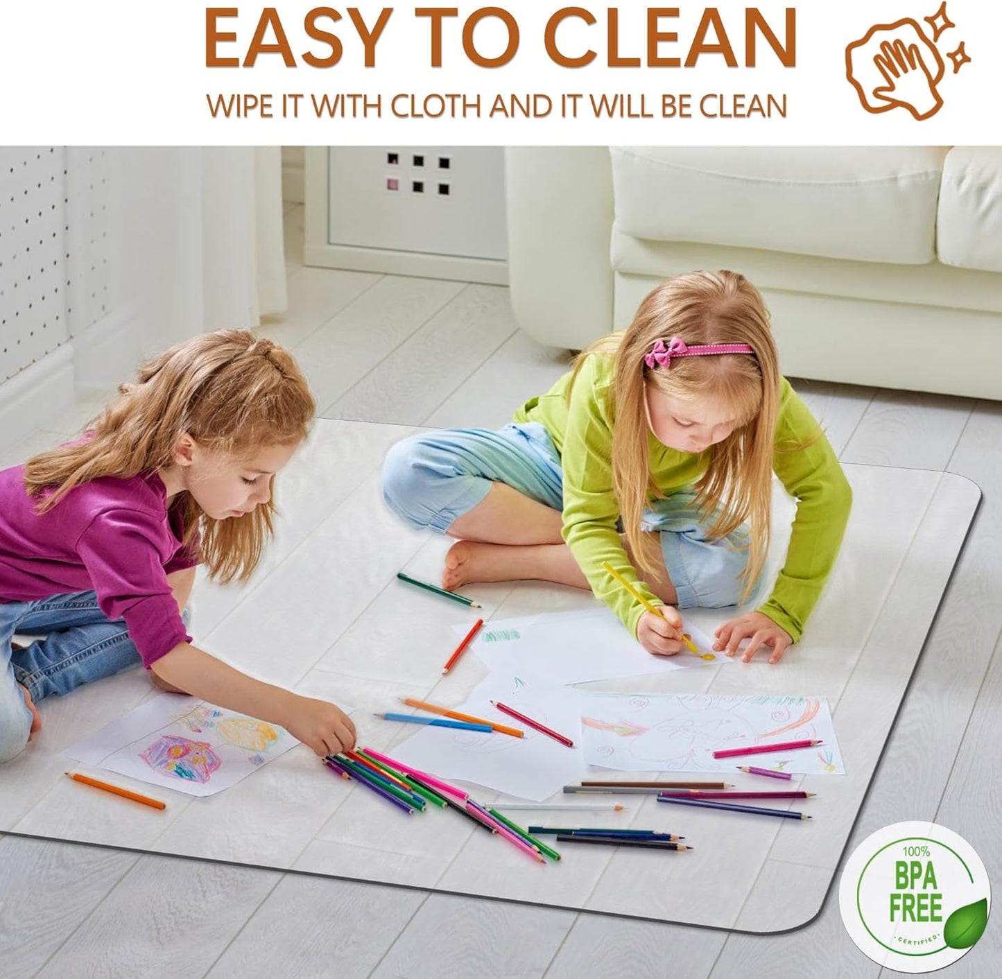 Office Chair Mat for Hardwood Floor- 35" x 35" Clear Desk Computer Chair Mat for Hard Wood/Tile Floors, Easy Glide Plastic Mat for Under Office Chairs on Hardwood for Work & Home