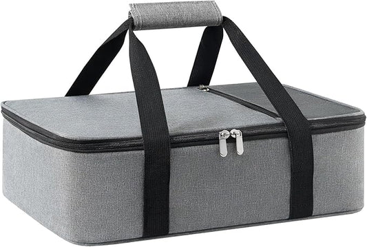 Insulated Casserole Carrier for Hot or Cold Food,Pie Carrier Bag Lunch Tote for Potluck Parties/Picnic/Cookouts, Fits 9"x13" Baking Dish,Single Grey