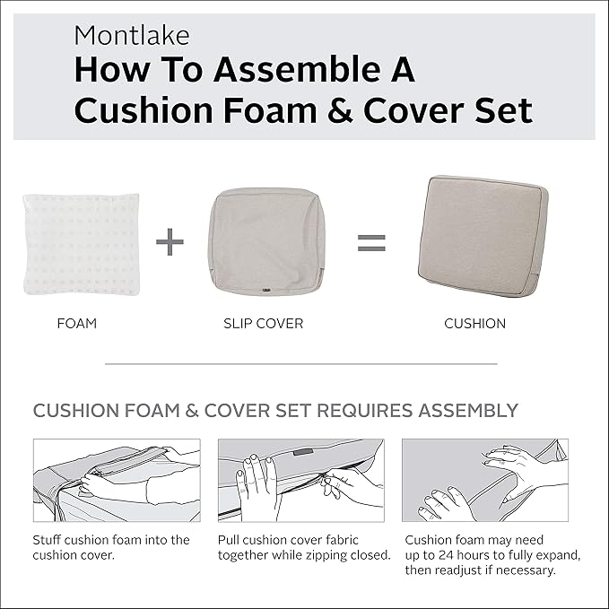 Classic Accessories Montlake Water-Resistant 21 x 22 x 4 Inch Patio Lounge Back Cushion, Heather Grey, Outdoor Loveseat Cushions