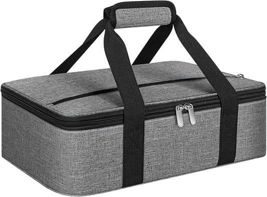 Insulated Casserole Carrier, Portable Casserole Carrier for Hot or Cold Food Lunch Tote Warmer or Cooler Bag, Lasagna Lunch Bag for Potluck Parties- Fits 9" x 13" Baking Dish-Charcoal Grey