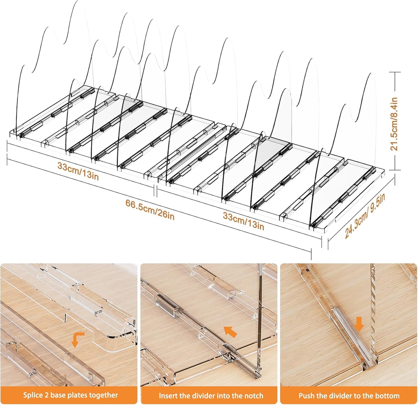 Bag & Purse Organizer for Closet, 2 Pack Adjustable Clear Handbag Storage Holder, Acrylic Shelf Dividers for Closet Organizers and Storage - Keep Carteras & Pocketbook Upright