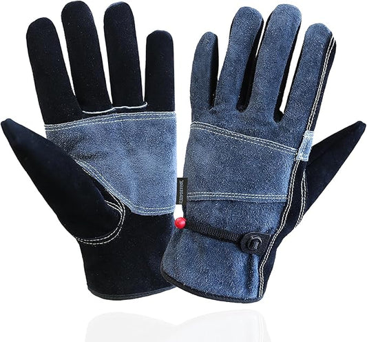 Cowhide Leather Work Gloves for Gardening,Construction,Welding,Chainsaw,Farm,Cotton Lined,Utility