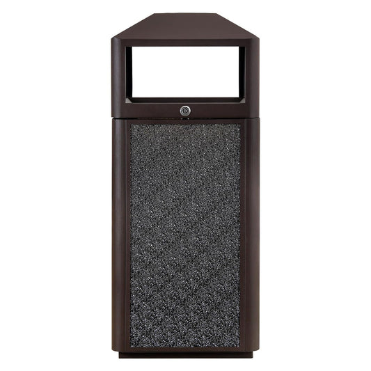 Square Waste Container with Dome Lid | Commercial Outdoor Garbage and Trash Container,Coffee 15 Gallon