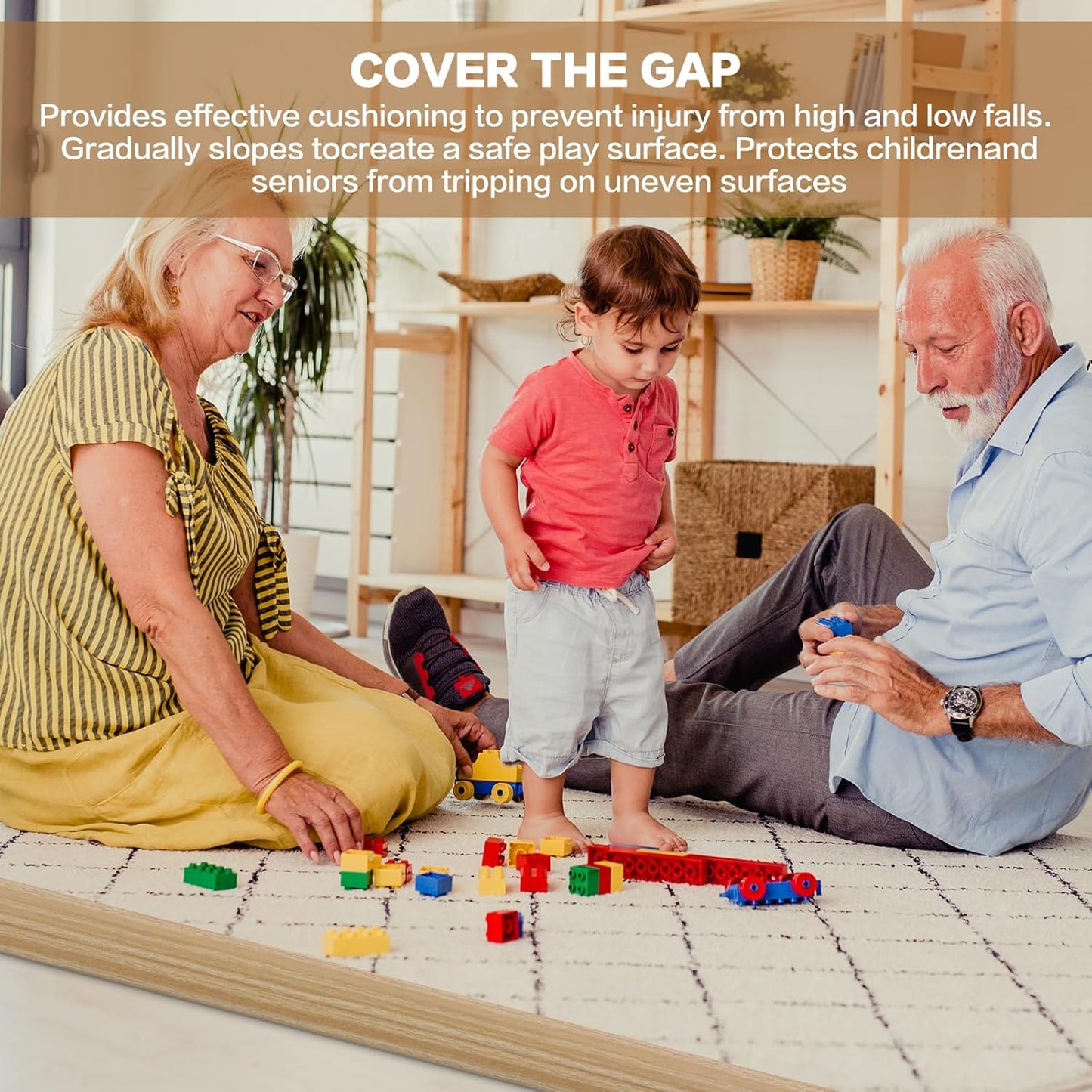 Floor Transition Strip Vinyl Door Threshold Ramp Self Adhesive Carpet Edging Strip Doorway Edge Trim, Overlap Edge Reducer for Laminate Carpet, Floor, Tile (Light Yellow Grain, 3/5" to 4/5", 3.3Ft)