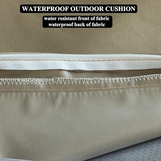 Patio Chair Cushions Set of 2 Non Slip Bottom Chair Pad with Ties Waterproof Square Outdoor Seat Cushion Replacement for Garden Swing Furniture 20x20 Inch, Light Khaki