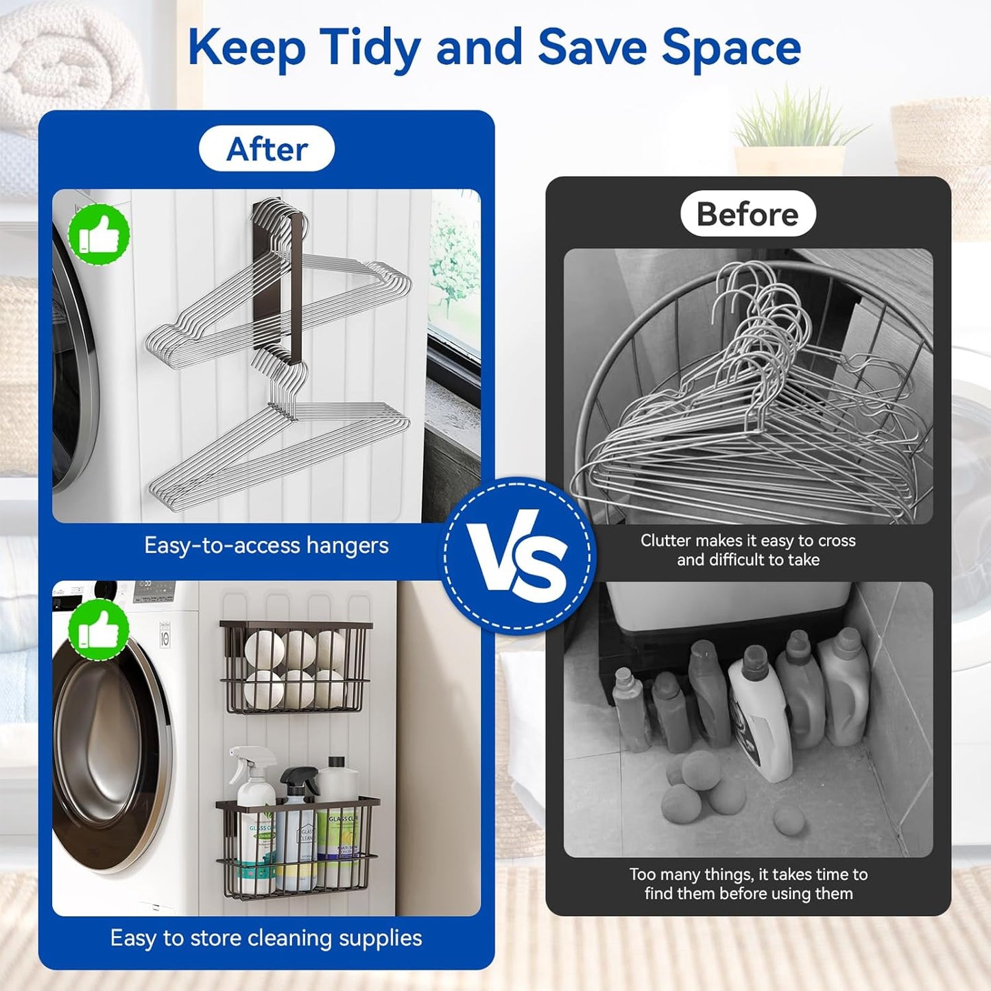 Magnetic Dryer Ball Holder and Magnetic Hanger Holder for Laundry Room Organization and Storage, Magnetic Lint Bin for Laundry Room, Iron Basket Dryer Ball Container for Laundry Room Storage (Brown)