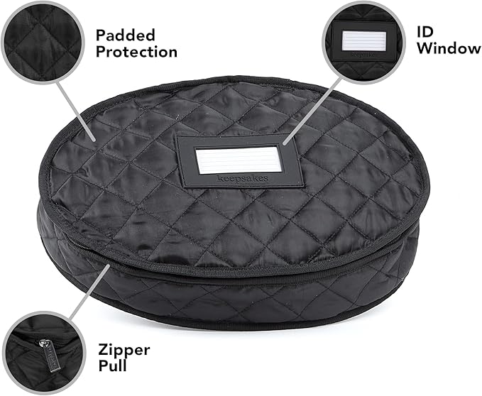 Covermates Keepsakes - Serveware Storage - Padded Protection - ID Window - Stain Resistant - Machine Washable - China Storage, Black