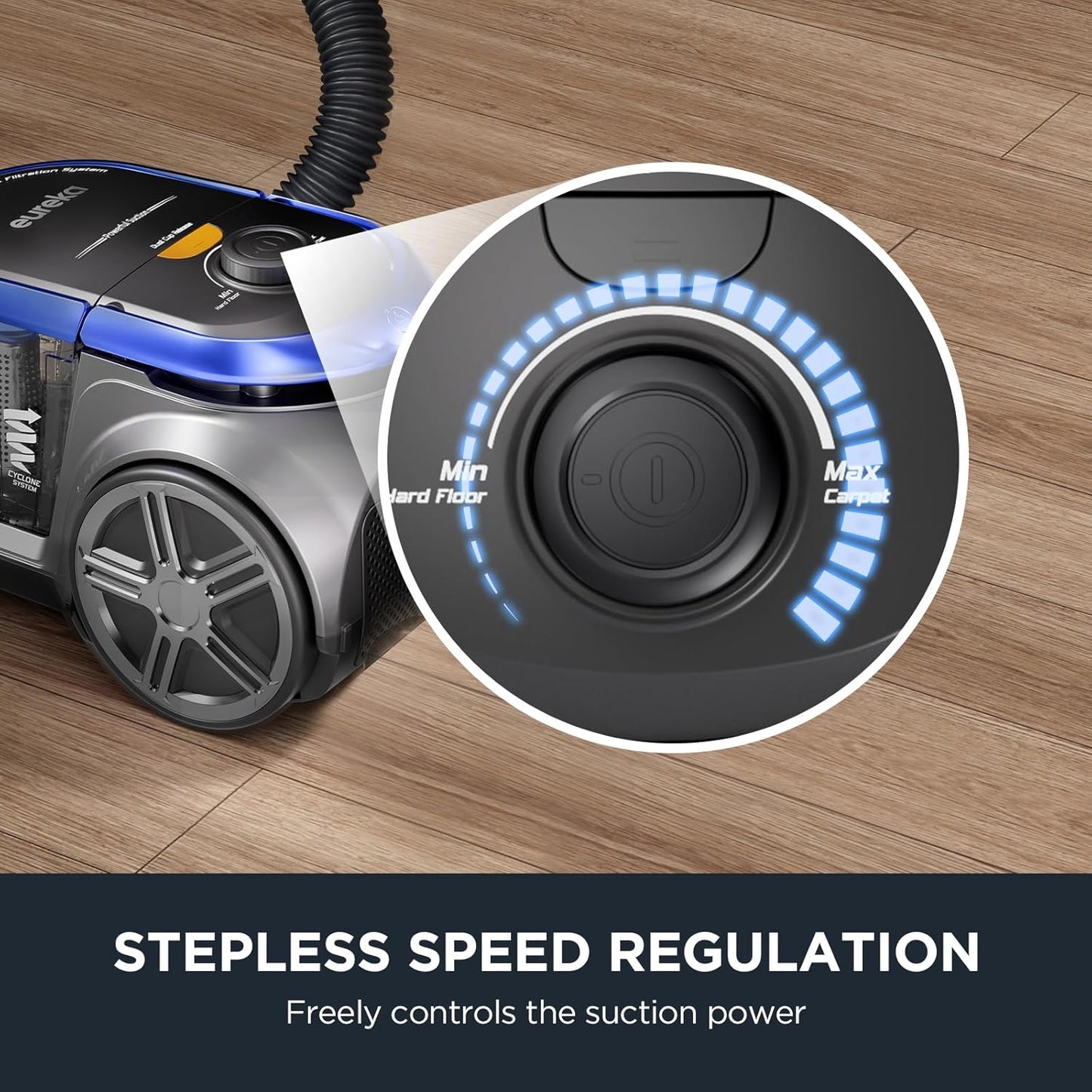 Eureka Bagless Canister Vacuum with Washable HEPA Filter, 16KPA Suction for Carpets/Hard Floors, Compact Design with 3 Cleaning Tools, 2-Motor Household Vacuum, Lightweight and Easy Maneuverable