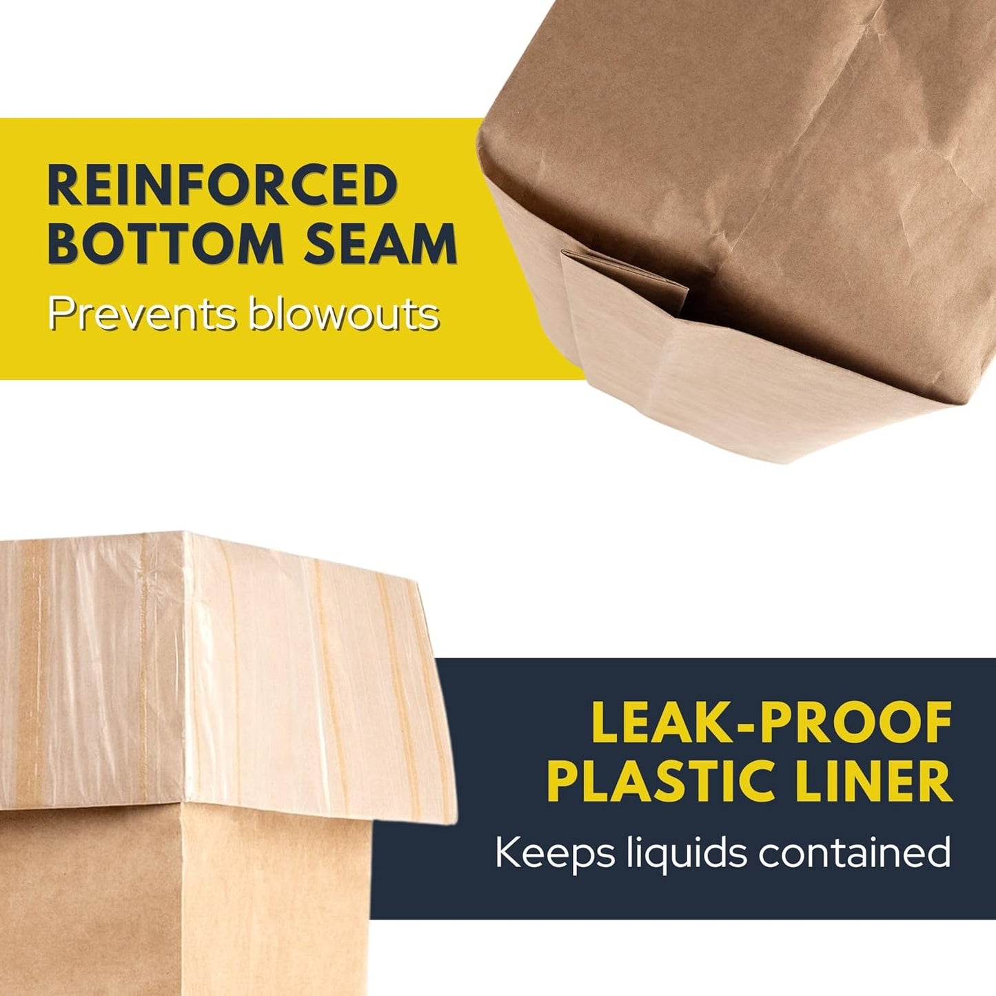 Trash Compactor Bags for Kitchen (12-Pack), 25% Thicker Kraft Paper Compactor Bags with Leak-Proof Liner & Sticker Seals