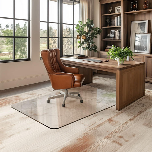 Office Chair Mat for Carpet & Hardwood, Upgraded 32" x 48" Dual Use Tempered Glass Chair Mat for Chair and Footrest Under Desk