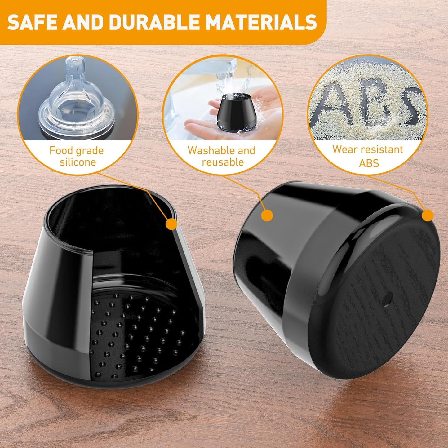 Furniture Sliders,24 PCS Chair Leg Sliders for Carpet, Furniture Movers Sliders, Carpet Chairs Furniture Glides, Floor Protectors, Carpet Moving Sliders Easily Move.(Black, Round Fit:0.9-1.15")