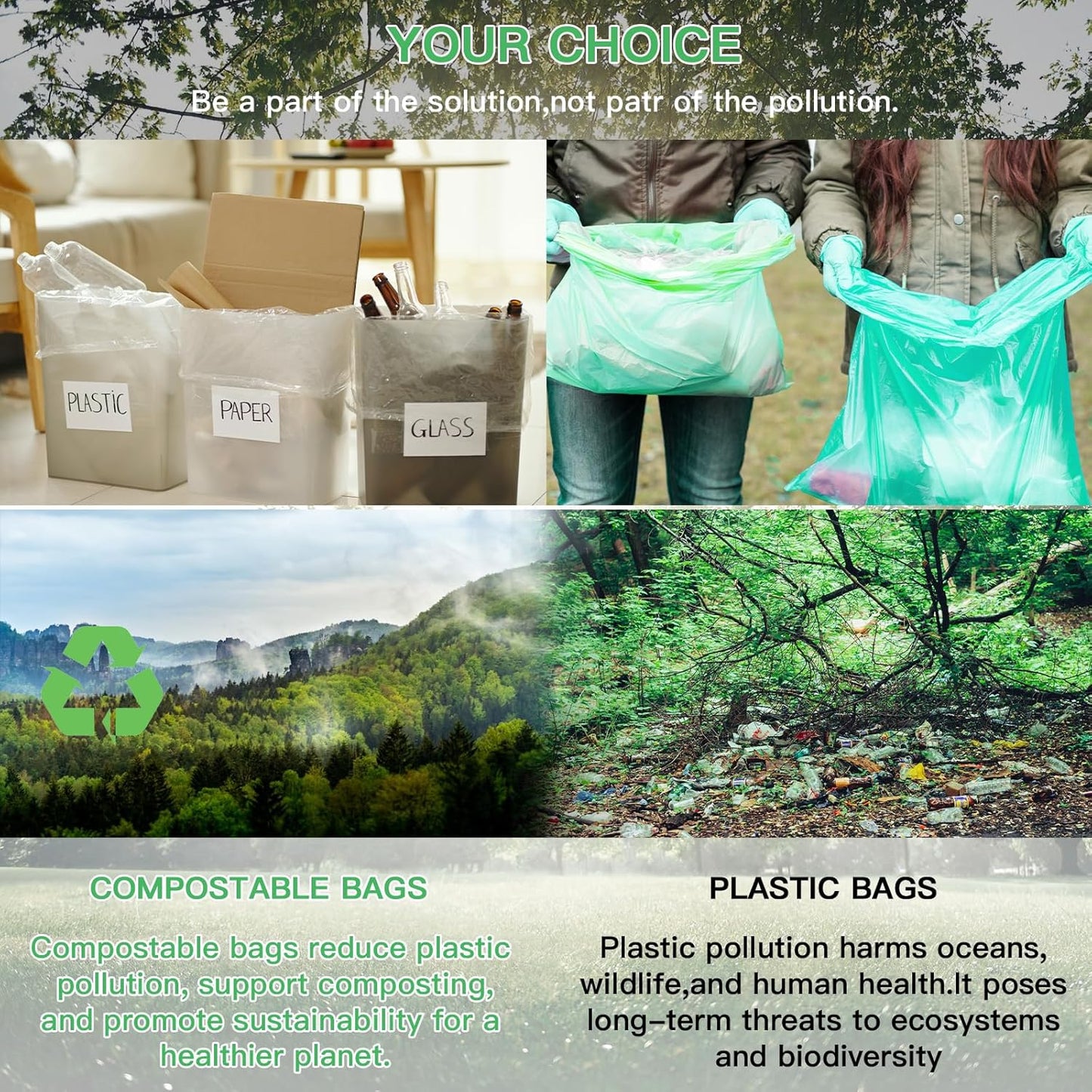 2.6 Gallon Mini Compostable Trash Bag - Small Garbage Bags For Bathroom Can Blue 100 Count 10 Liter Biodegradable Unscented Waste Basket Liners Bathroom Kitchen Office Strong Thick Inwaysin