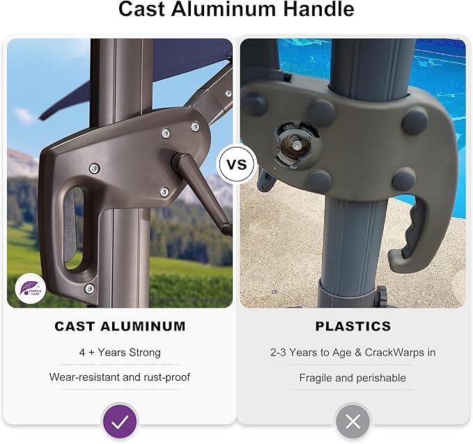PURPLE LEAF 10 Feet Patio Cantilever Umbrella Square Outdoor Umbrella with 360° Rotation and Aluminum Offset Hanging for Garden Backyard Pool, Terra