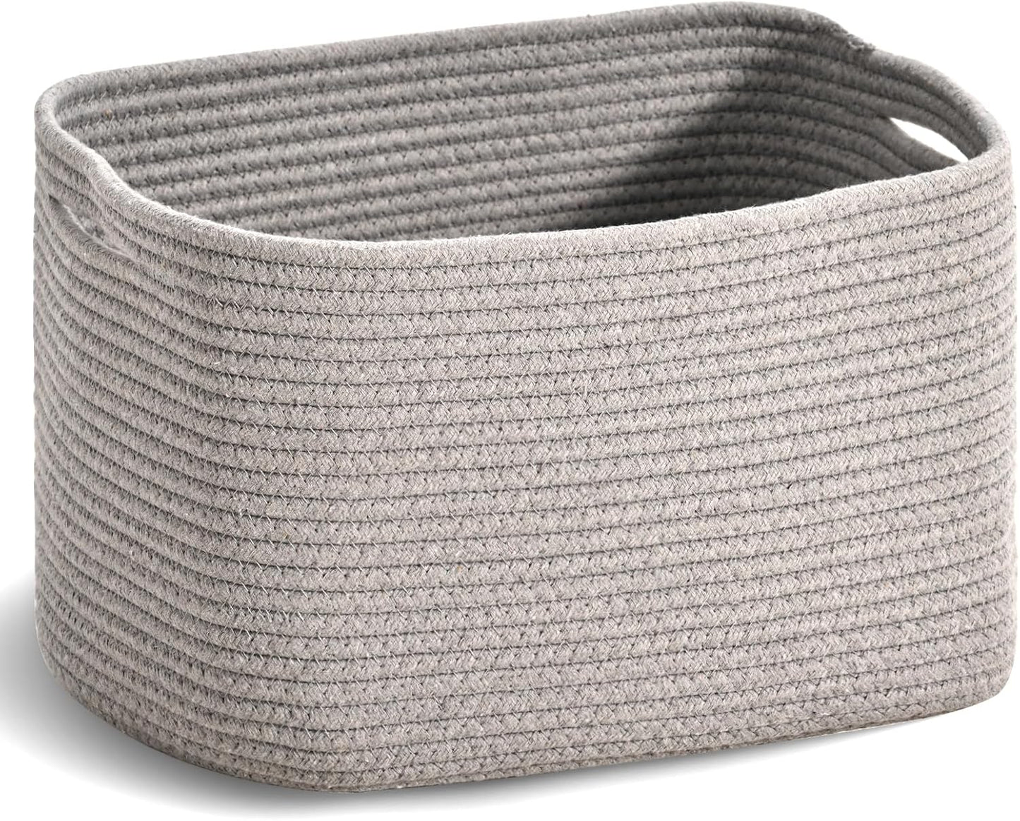 Woven Cotton Rope Storage Basket for Organizing, Cute Decorative Baskets for Gifts Empty, Organizer Bins for Dog Toy, Baby Laundry, 15“×11”×9.5“, Light Grey