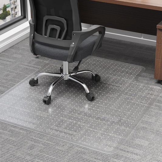 Chair Mat for Carpet, 45" x 53" Easy Glide Desk Chair Mat for Carpeted Floors, Beveled Edge Vinyl Mat with Grips, Heavy Duty Carpet Protector for Home Office, Clear(with Lip)