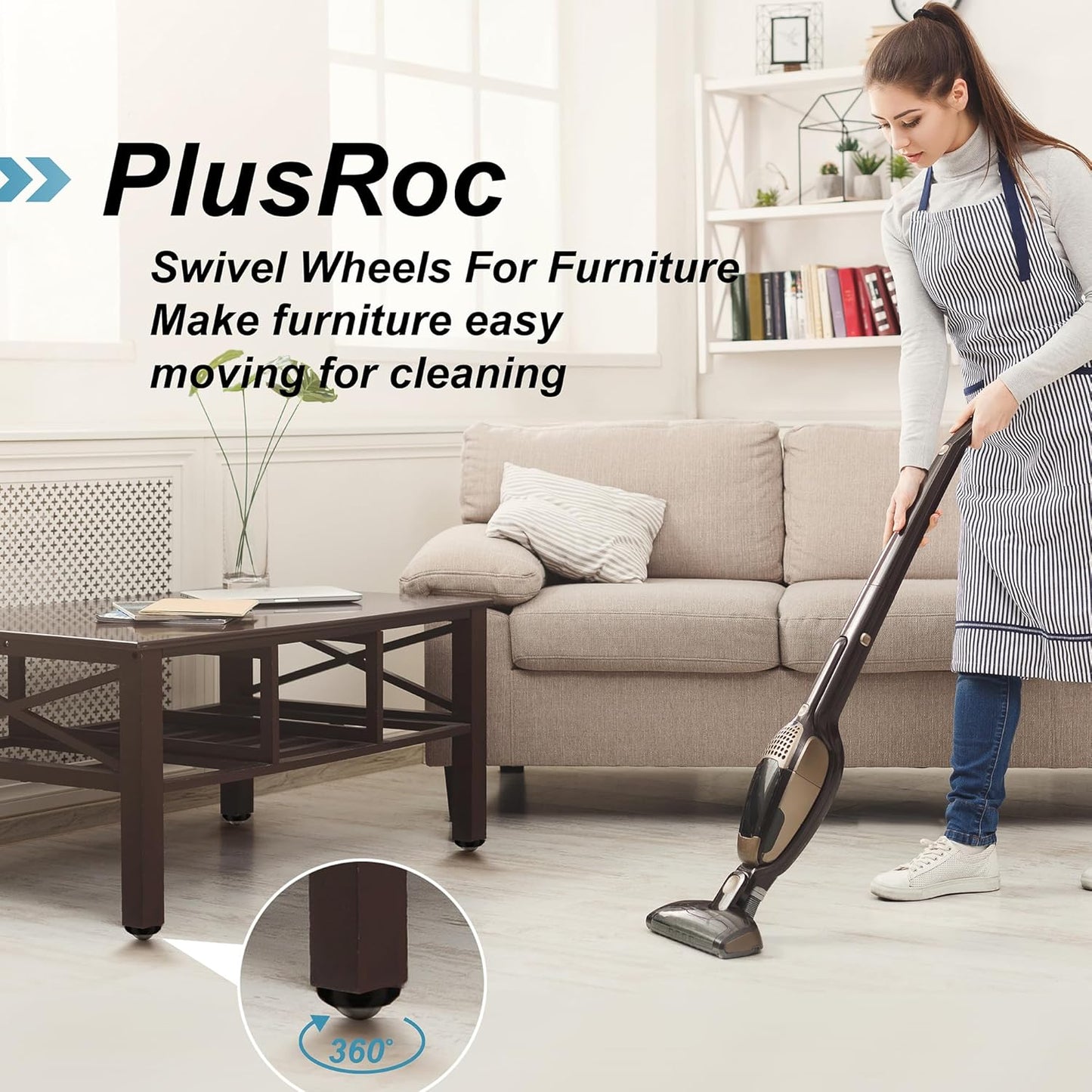 PlusRoc 16 Pack 1 Inch Self Adhesive Caster Wheels for Furniture Mop Bucket, Load Capacity 28 LBS Per Wheel, Low Profile Swivel Wheels for Small Appliance Storage Bins