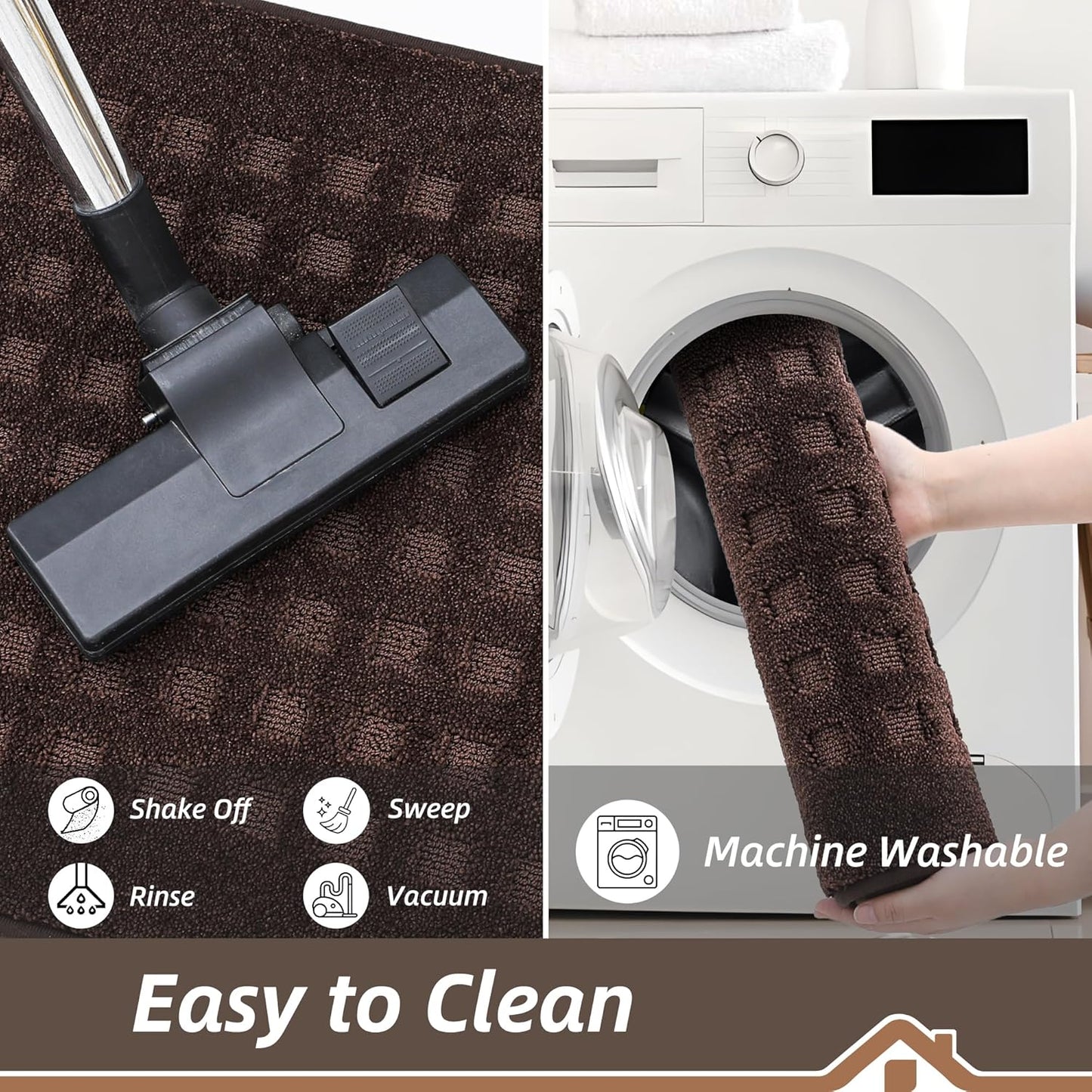 BEQHAUSE Waffle Door Mats Indoor 24"x36", Dog Mat for Muddy Paws Absorbent and Dirt Resist Floor Mats Non-Slip Washable Rugs for Entryway, Welcome Mat for Front Back Door, Muddy Wet Shoes, Dark Brown