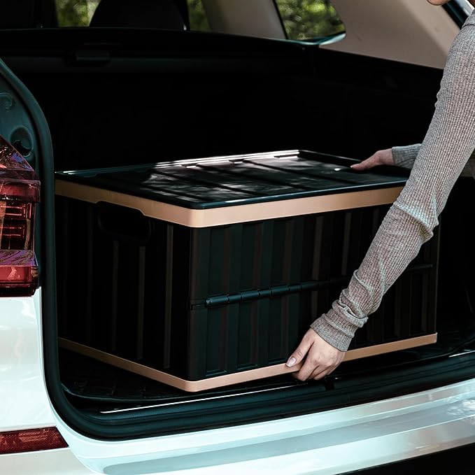 Citylife 64L Collapsible Storage Bins with Lids Plastic Storage Containers for Organizing Stackable Storage Box Large Heavy Duty Utility Crates, 2 Packs