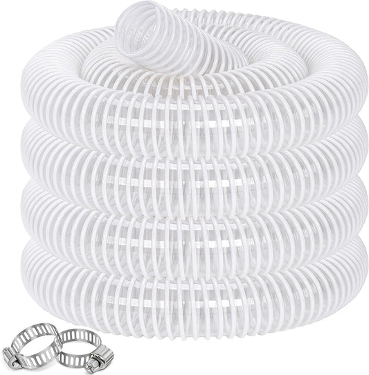 Dust Collection Hose 2-1/2 in × 20 ft Heavy Duty Clear Flexible PVC Reinforced Thicken Helix Suction Discharge Corrugated Pipe Hose for Fume Dust Collector Fitting Wood Chip Saw (2.5 inch hose)