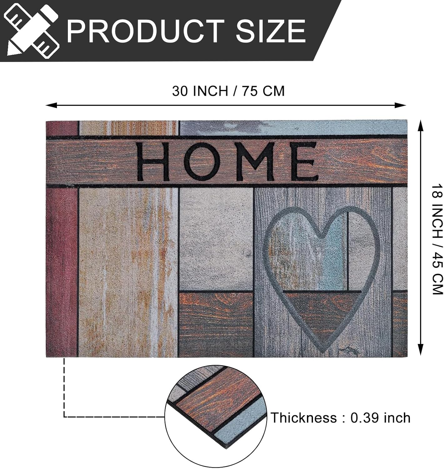 CHICHIC Welcome Door Mat 18x 30 Inch Front Doormat Outdoors for Home Entrance Outdoors Mat for Outside Entry Way Doormat Entry Rugs, Heavy Duty Non Slip Rubber Back Low Profile, Heart