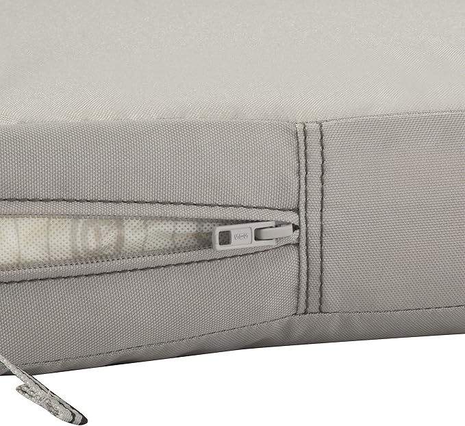 Classic Accessories Ravenna Water-Resistant 21 x 21 x 3 Inch Patio Seat Cushion, Mushroom, Chair Seat Cushion