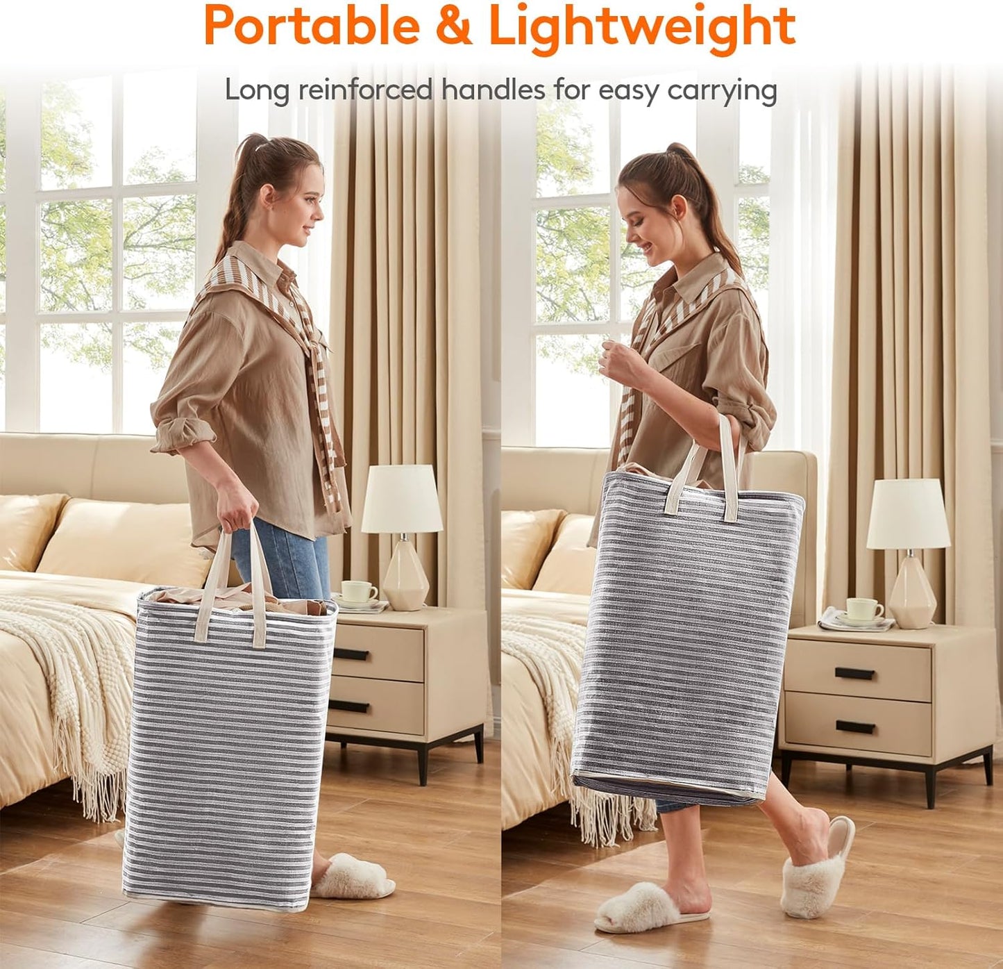 Lifewit 3 Pack Laundry Hamper Large Collapsible Laundry Baskets, Freestanding Waterproof Clothes Hamper with Easy Carry Handles in Laundry Room Bedroom Bathroom College Dorm for Adults, Black, 3 x 80L