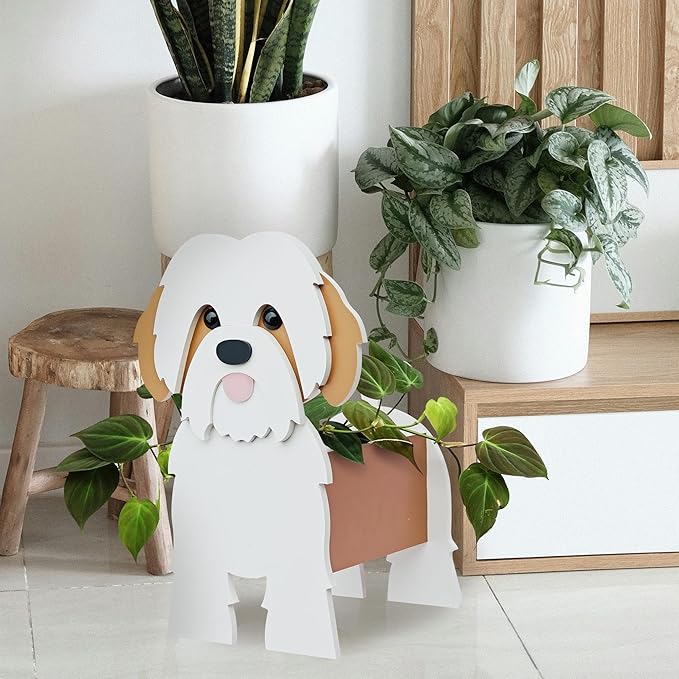 Shih Tzu Dog Planter, Pet Shape Garden Pots Plant Pots for Indoor/Outdoor Gardens Decoration, Cute, Surprise Gifts/Souvenirs for Pet Lovers(Brown)
