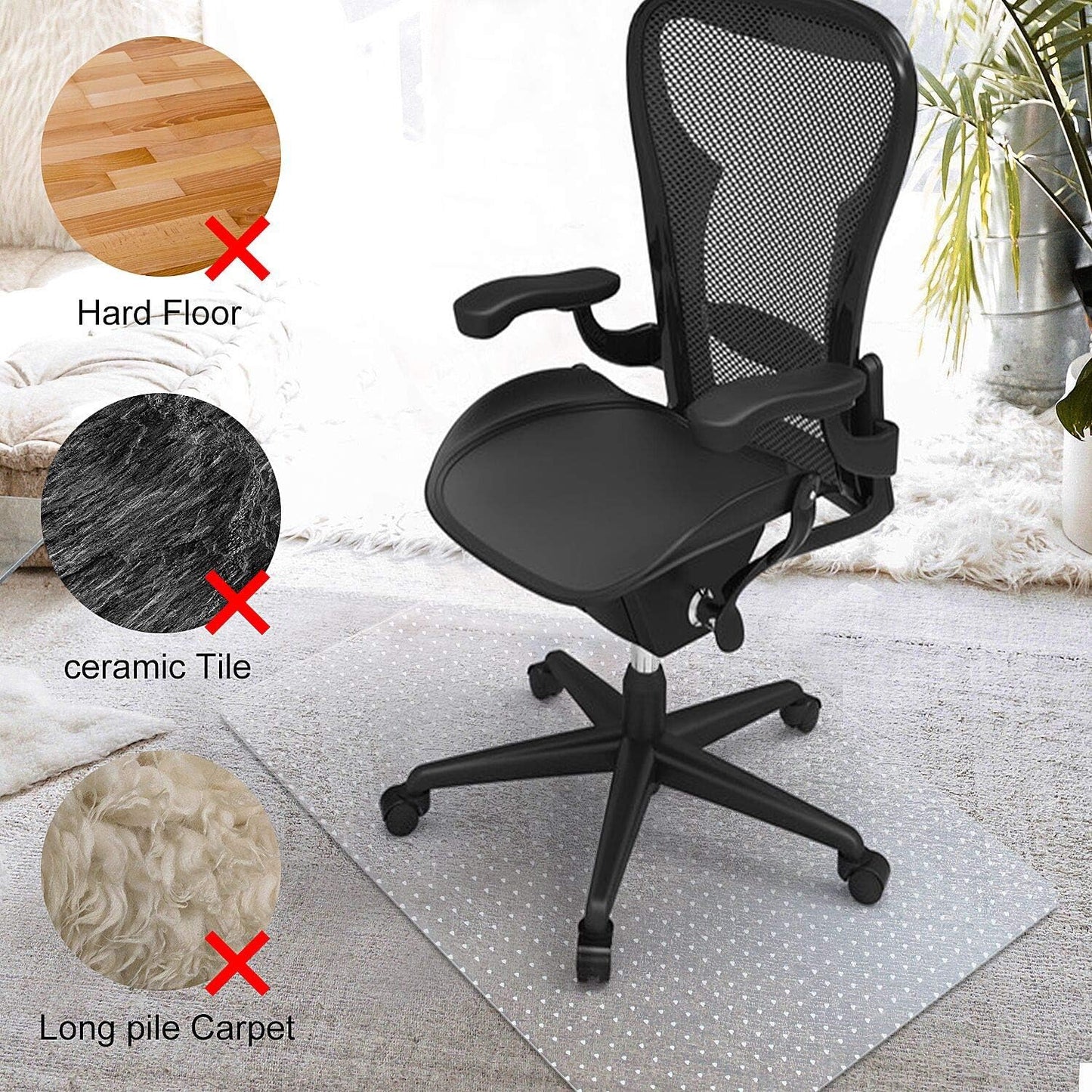 Azadx Chair Mat for Carpet 60"x 36" Large Chair Mats for Carpeted Floors, Office Chair Mats for Carpet Protector Floor Mat on Low Pile Carpets Easy Glide Rolling Desk Computer Chair Mat for Home