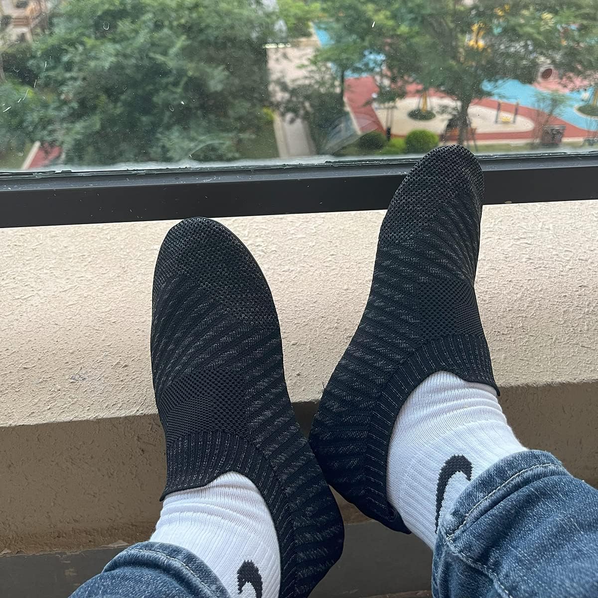 QZKDM Lightweight Slip on Grip Indoor House Slippers Barefoot Non Slip Home Exercise Yoga Shoes for Men Women