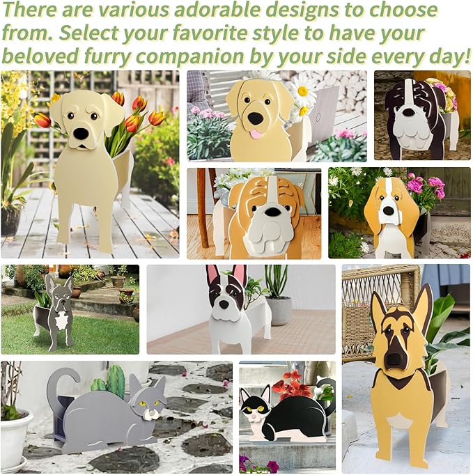 Shih Tzu Dog Planter, Pet Shape Garden Pots Plant Pots for Indoor/Outdoor Gardens Decoration, Cute, Surprise Gifts/Souvenirs for Pet Lovers