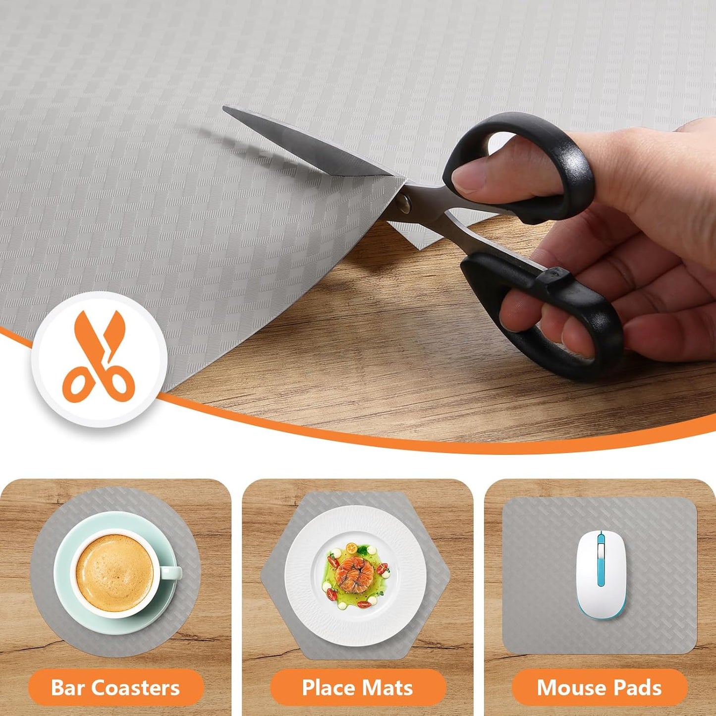 Light Gray Shelf Liners for Kitchen Cabinets Refrigerator Liners Waterproof & Oil-Proof Kitchen Cupboard Liner Drawer Mats EVA Material Non Adhesive Fridge Liner for Shelves 17.5 x 393.7 Inches