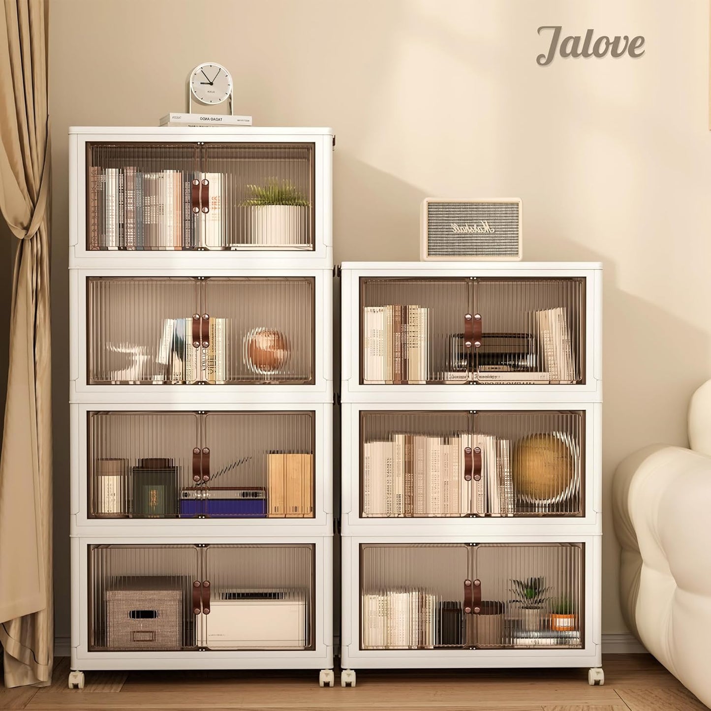 Jalove 90Gal Large Storage Bins with lids, 360QT Plastic Stackable Storage Containers with Wheels, Collapsible Closet Organizer and Storage Drawers,Clothes Organization for Cabinet Home, 3Pack White