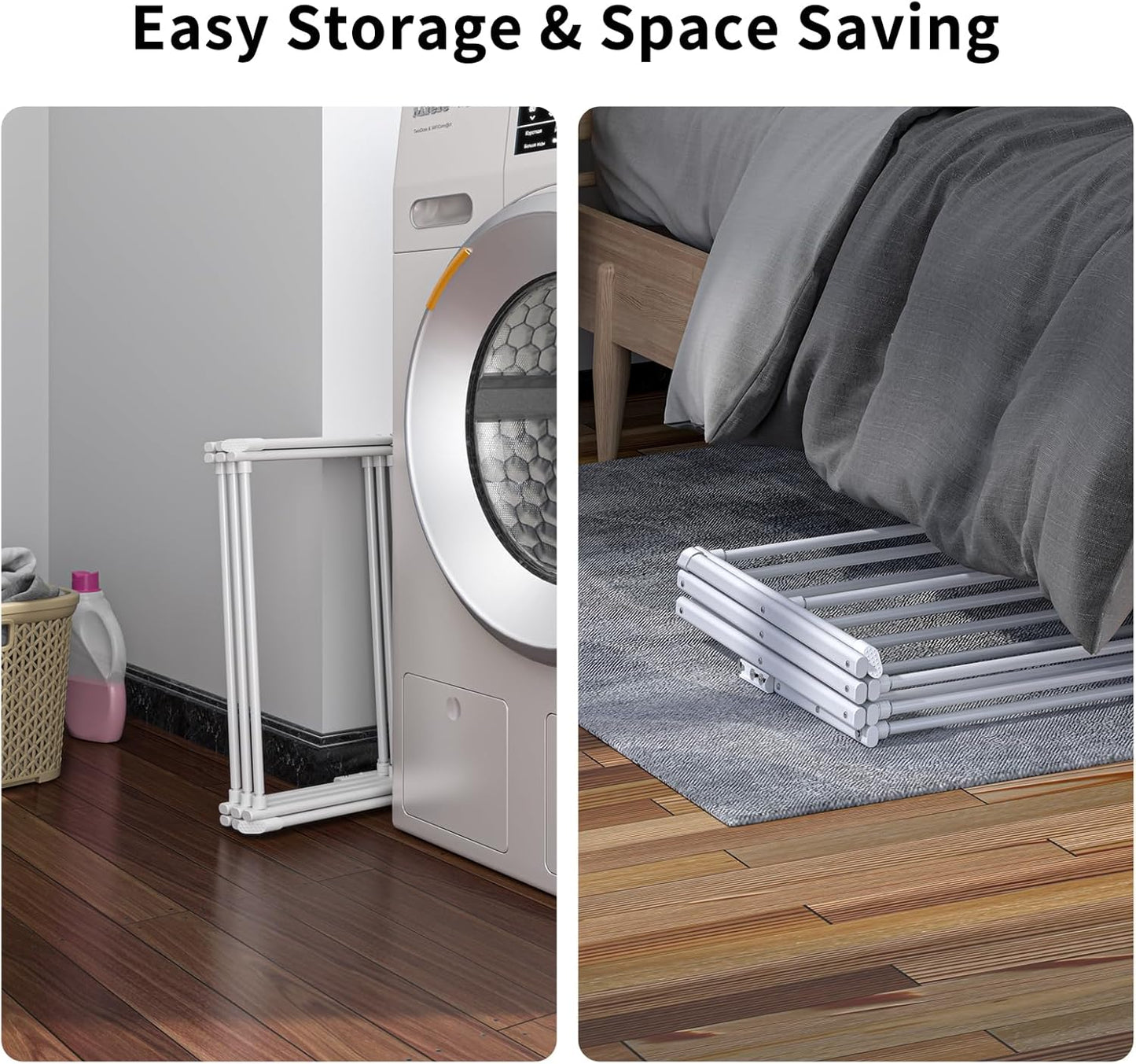 3 Tier Clothes Drying Rack,Foldable & Portable Clothing Drying Rack,Space-Saving Design, Indoor & Outdoor Laundry Rack for Drying Clothes,Metal Dryer Rack-Pure White