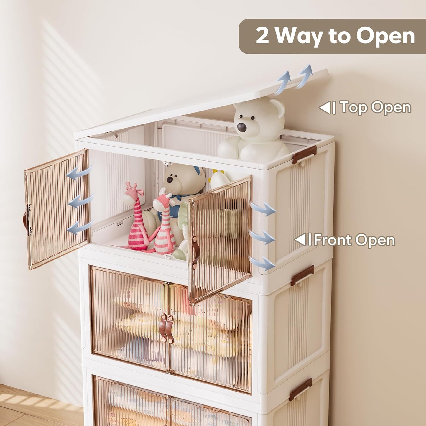 Jalove 88QT Plastic Storage Bins with lids, Stackable Collapsible Storage Containers with Wheels, Closet Organizer and Storage Drawers, Clothes Storage Cabinet for Home Office Garage, 1 Pack White