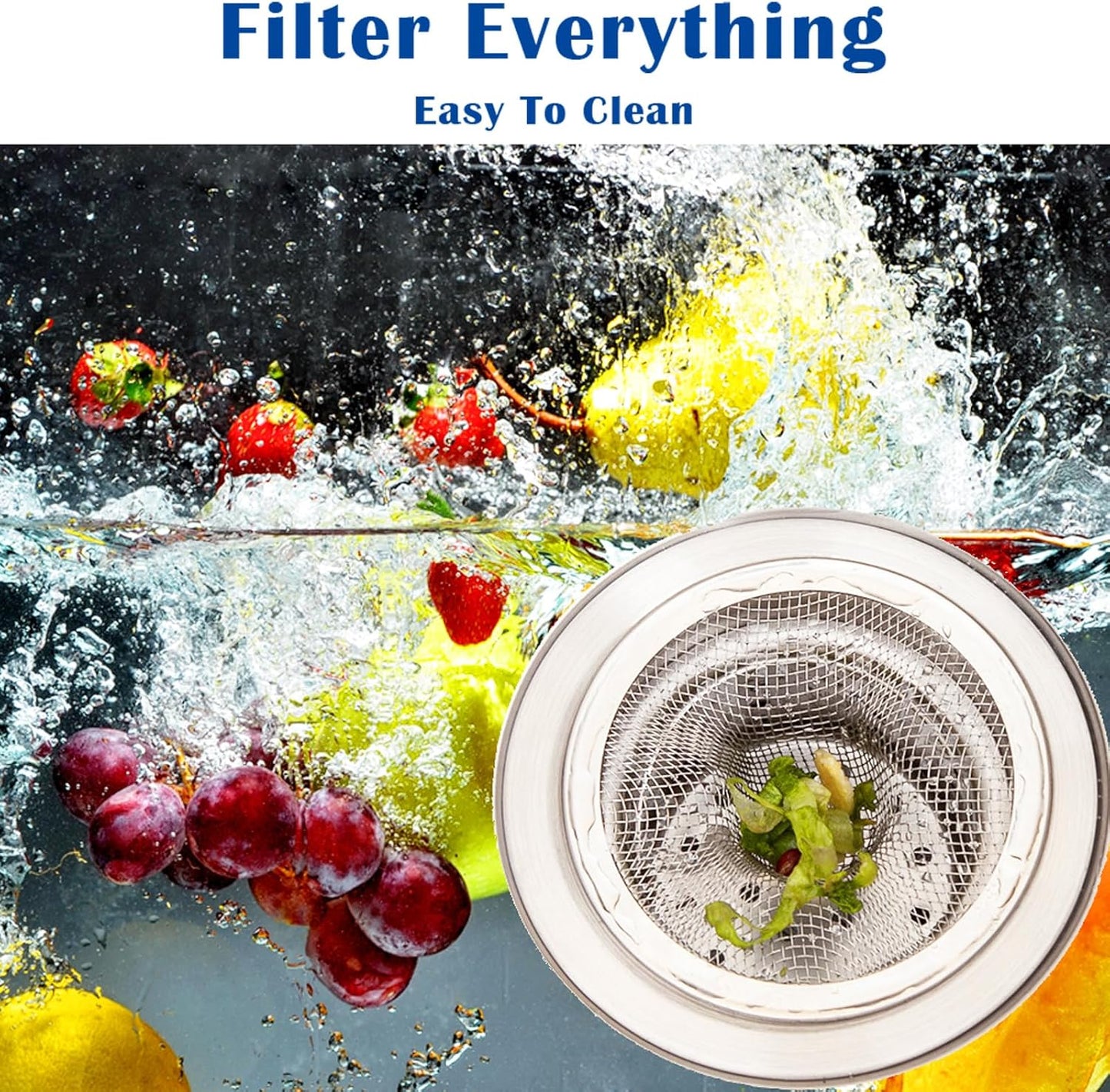 2 pcs Heavy Duty Stainless Steel Slop Basket Filter Trap, 2.75" Top / 1" Mesh Metal Sink Strainer,Perfect for Kitchen Sink/Bathroom Bathtub RV Wash Basin Floor Drain Balcony Drain Hole