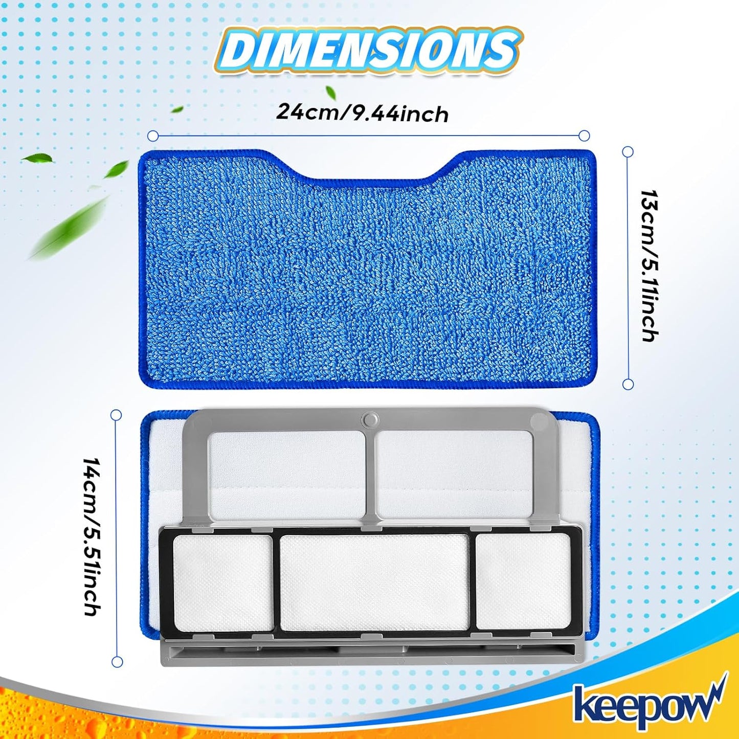 KEEPOW Reusable Mop Pads Refills Compatible with Shark VACMOP VM252 VM200 VC205 VM250 VM190 Cordless Hard Floor Vacuum Mop, Reusable VMP30 Compatible with VACMOP Replacement Pads, 4+2+1 Pack