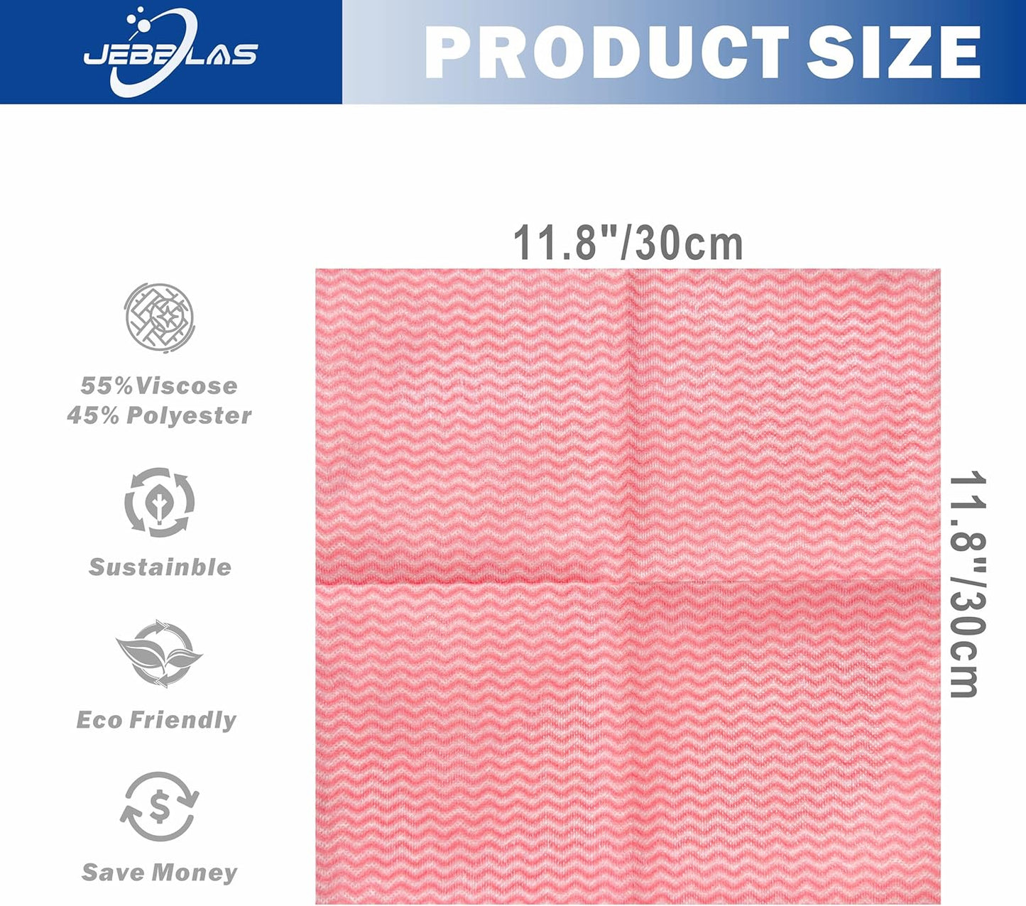 JEBBLAS Handi Wipes Reusable Cloths Dry Cleaning Cloths Dish Towel Kitchen Towel Handy Cleaning Wipes,Pack of 50, Red