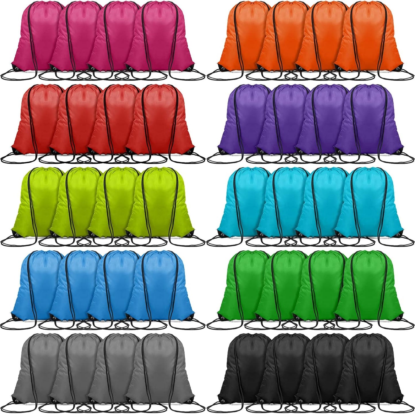 Shappy 100 Pieces Drawstring Bag Gym Portable String Sack Backpacks Polyester Blank Cinch Drawstring Bags for Sports Travel DIY Gift Storage Set, 10 Colors
