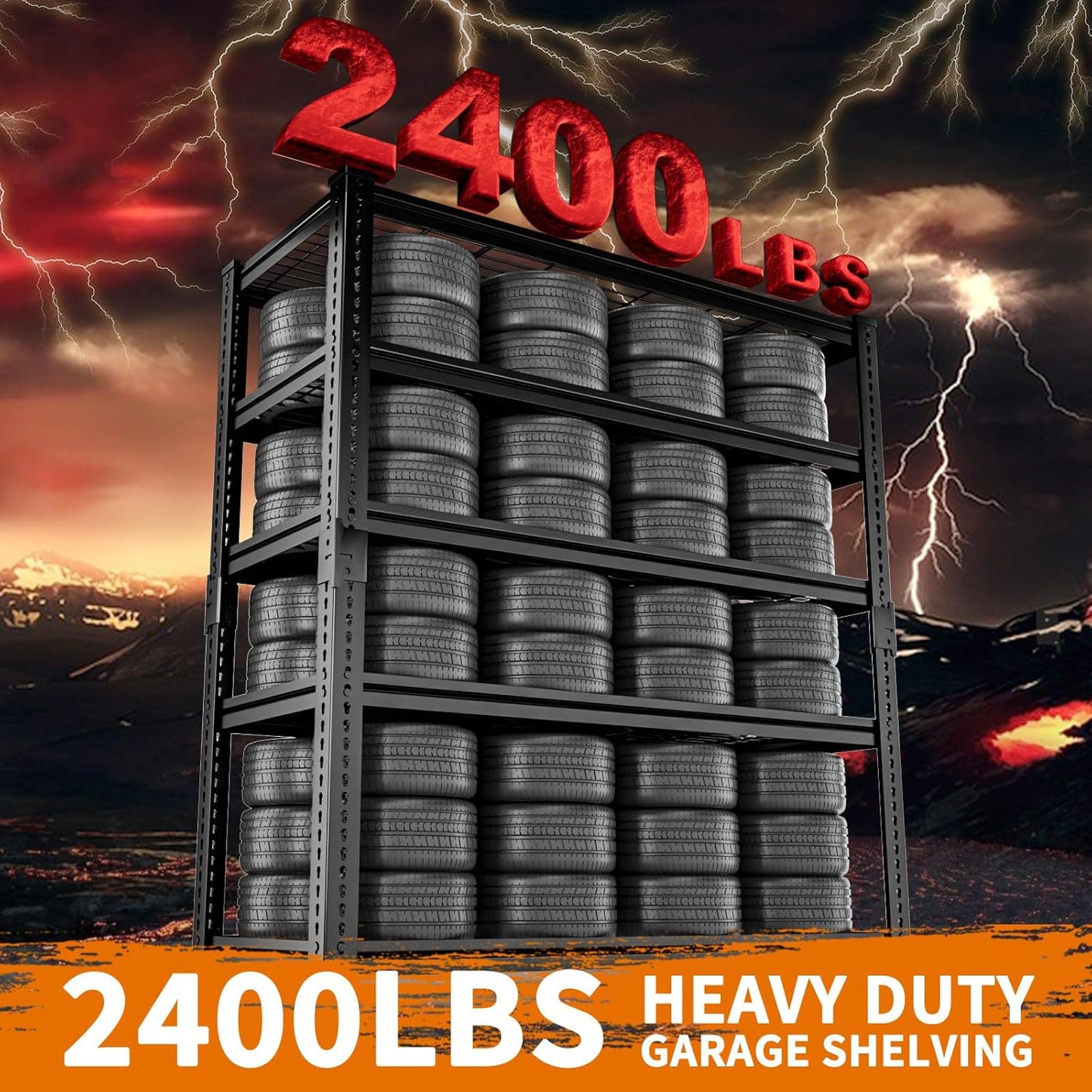 Storage Shelves Heavy Duty, 4 PCS 36"L x 16"W x 72"H Garage Wire Shelving Unit Loads 2400LBS, 5-tier Adjustable Metal Industrial Utility Shelf Rack for Kitchen, Laundry, Pantry, Warehouse, Basement