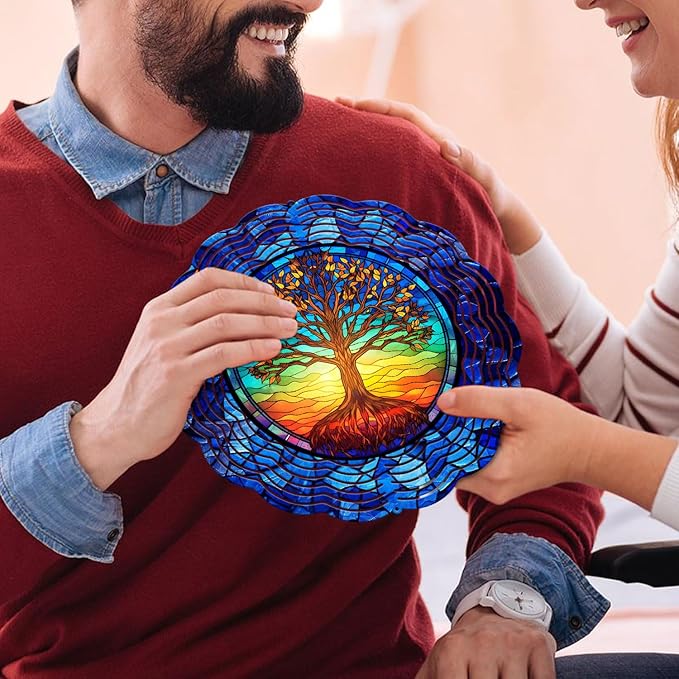 Tree of Life Yard and Garden Wind Spinner, Unique 3D Hanging Tree of Life Wind Spinner