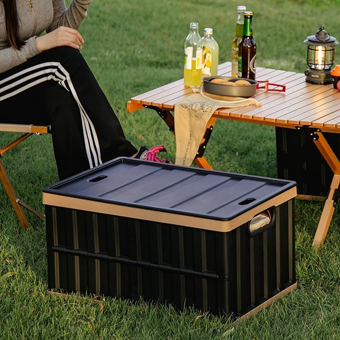 Citylife 64L Collapsible Storage Bins with Lids Plastic Storage Containers for Organizing Stackable Storage Box Large Heavy Duty Utility Crates, 4 Packs