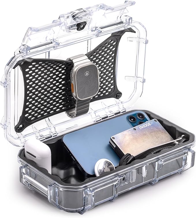 Evergreen 56 ToughBox - EDC Dry Box Protective Case USA Made for Organization of Cameras, Phones, Camping, Fishing, Hiking, Water Sports (Clear)