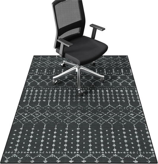 Office Chair Mat for Hardwood & Tile Floors, 48" x 36" Desk Chair Mat, Non-Slip Floor Protector for Rolling Chairs, Machine Washable Area Rug for Home Office, Black